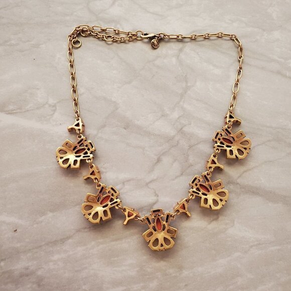 ✨ J.Crew Orange Touple Rhinestones Crystals Cluster Statement Necklace ✨ - Picture 8 of 15
